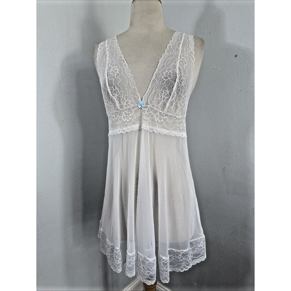 The Escante Slip Dress Women Large White Lace‎ Halter Fairycore Coquette Y2K